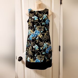 AB Studio Black / Blue Floral Stretch Sheath Dress 4